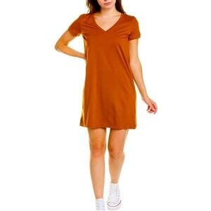 Madewell Womens Orange Northside V Neck T Shirt Dress